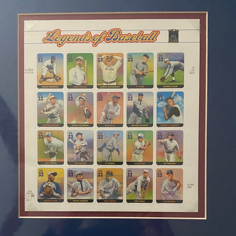 Legends of Baseball 2000 USPS 33 Cent Stamp Sheet Matted Original Package